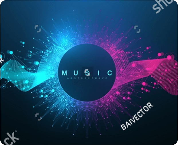 an abstract music background with colorful lines and dots